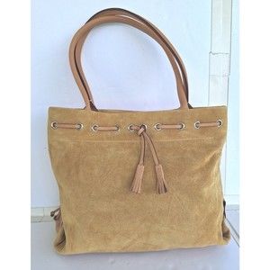Dooney & Bourke womens authentic brown Suede Drawstring tote Shoulder Bag